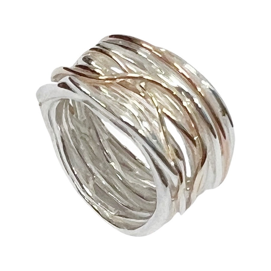 Sterling Silver and 9ct yellow and Rose Gold handmade Ring - Lives Entwined