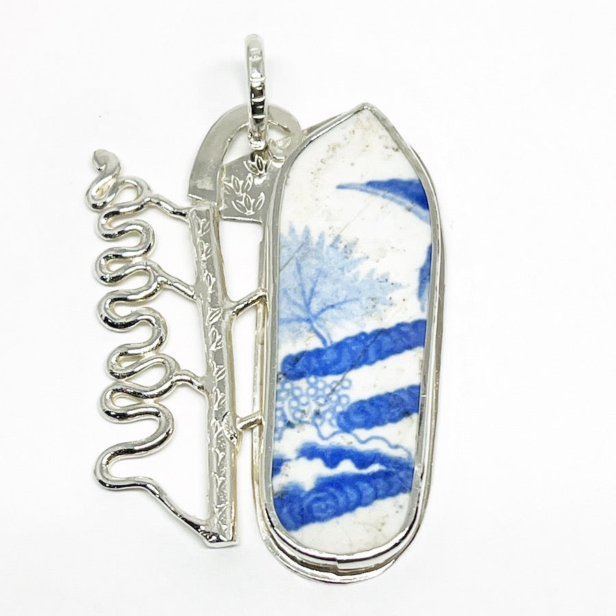 Domestic Bliss Collection - Antique Pottery and sterling silver Pendant - Snake Gully