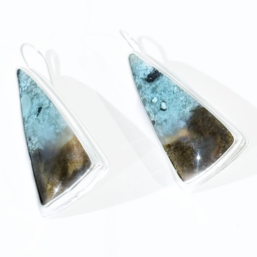 Chrysocolla and sterling silver earrings