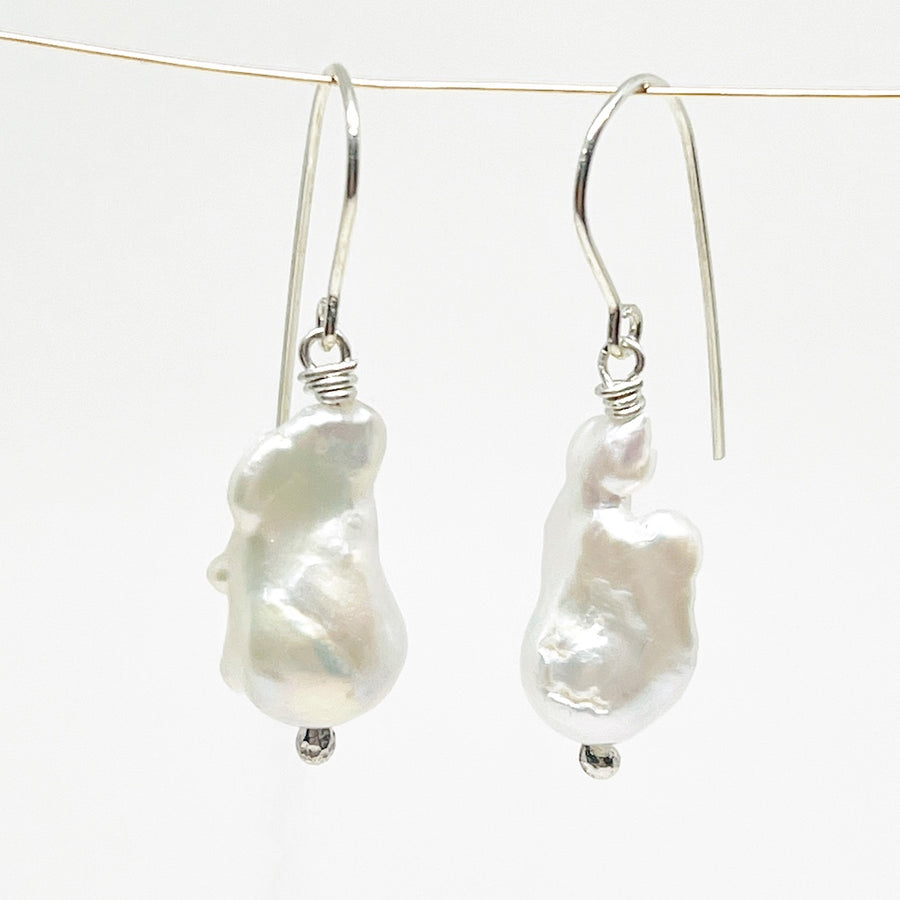 Sterling Silver Earrings with freshwater baroque pearls