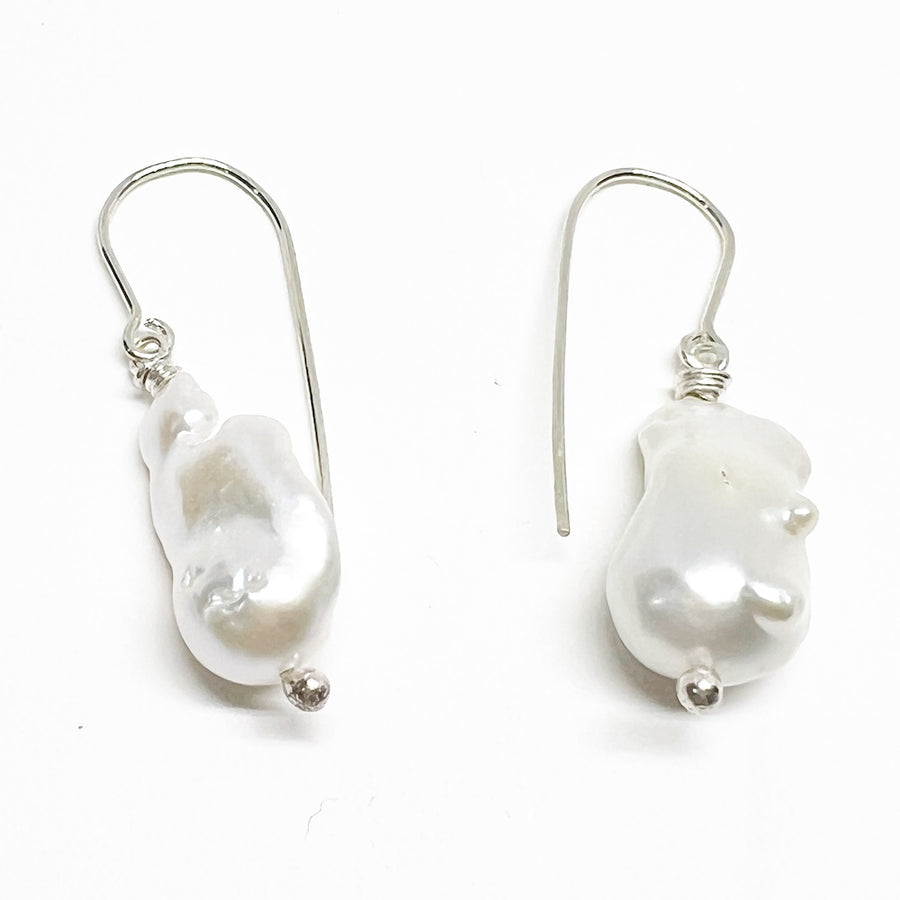 Sterling Silver Earrings with freshwater baroque pearls