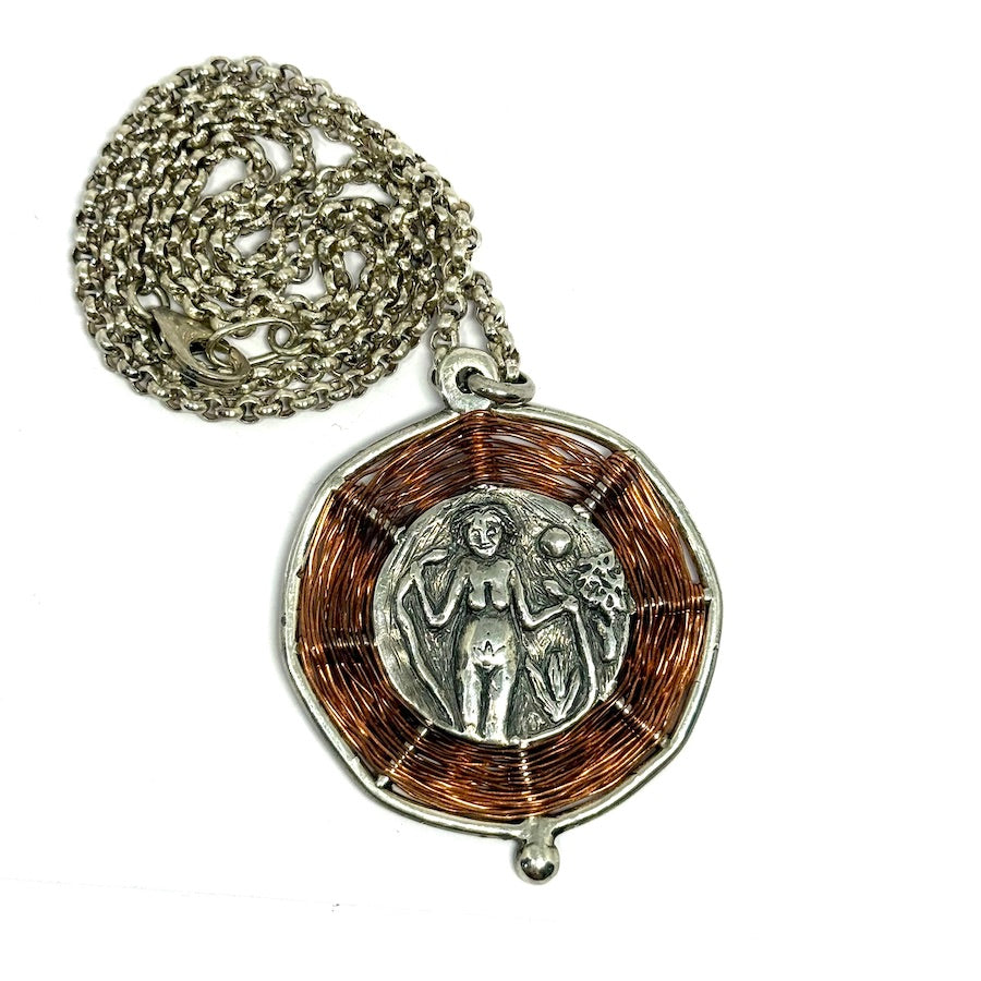 Solid sterling silver Goddess pendant