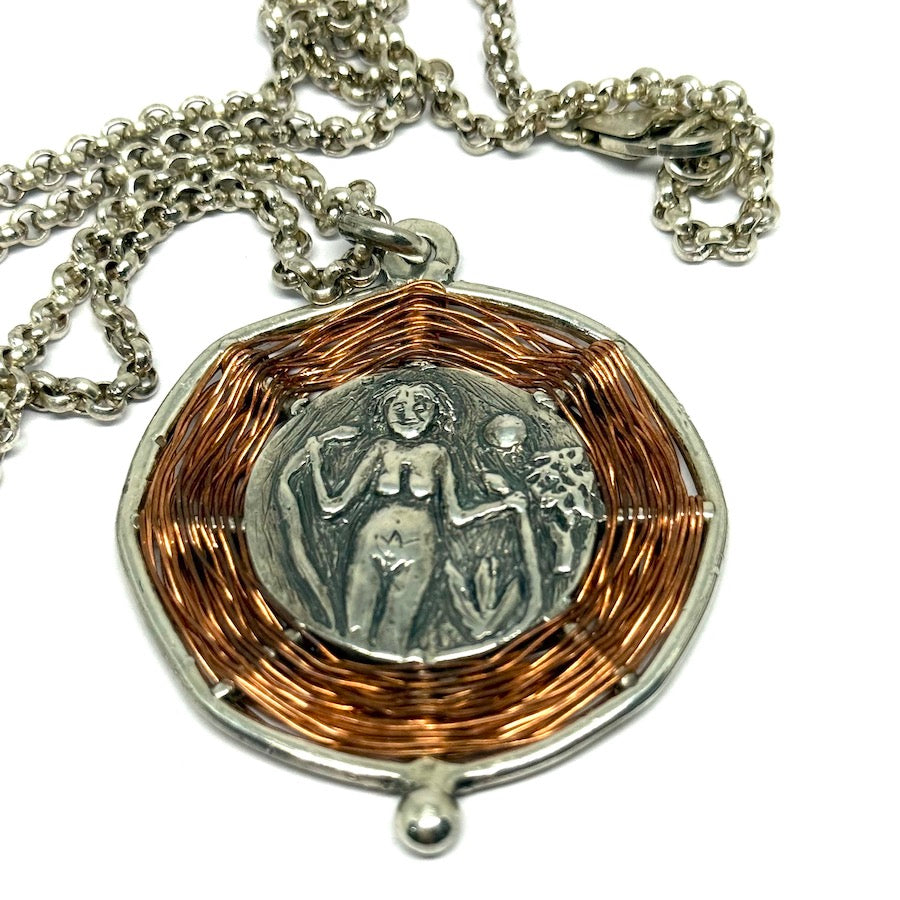 Solid sterling silver Goddess pendant