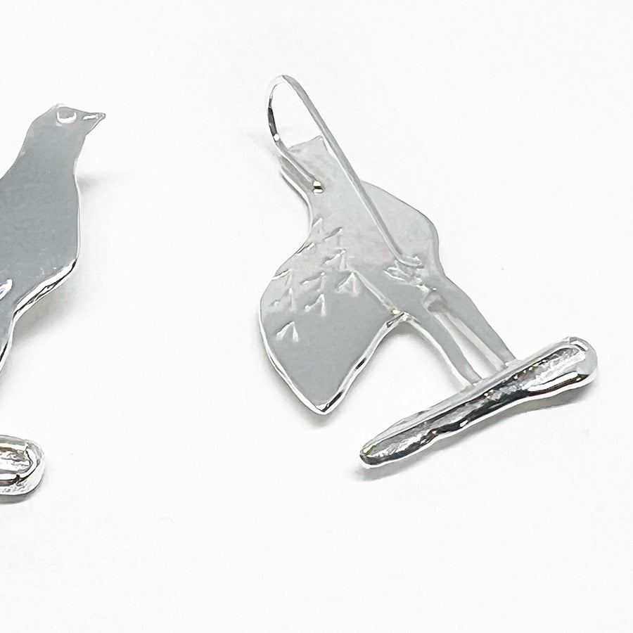 Handmade Sterling Silver Earrings - Pair of Button Quail