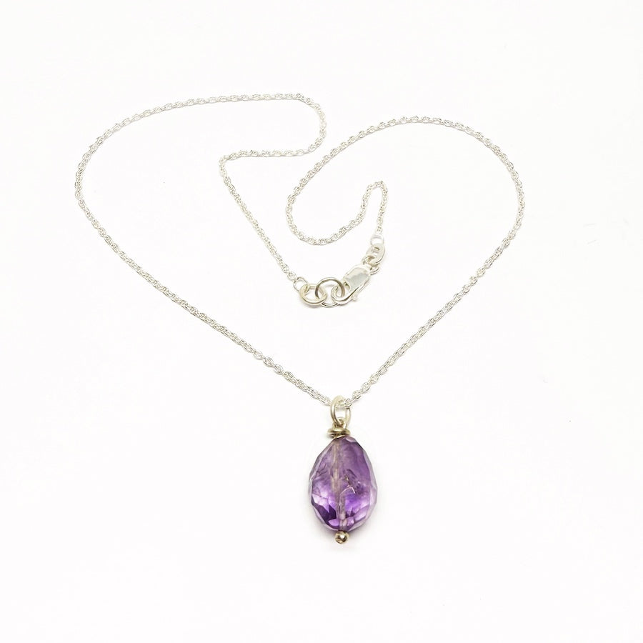Amethyst Pendant handmade in Sterling Silver - Seed of Intuition