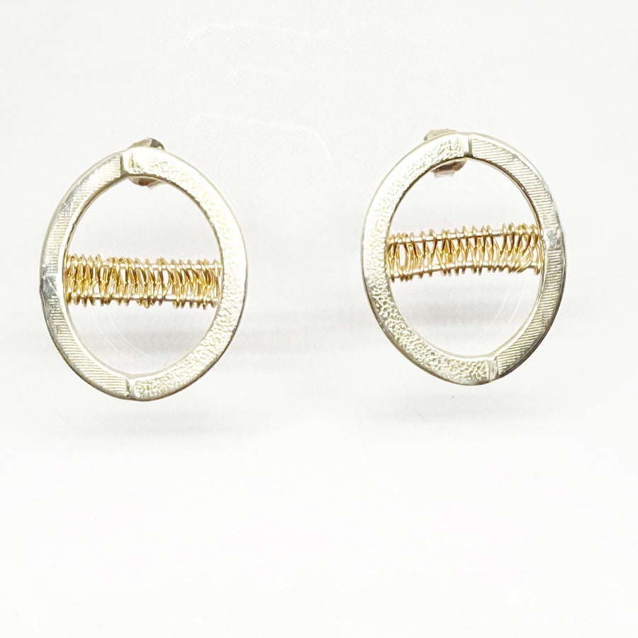 Handmade Sterling silver Earrings with 14kt Gold Filled weave - Positive Conduit DNA III