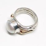 Pearl and sterling silver and 9ct gold ring - Little Sea Organic Forms Collection
