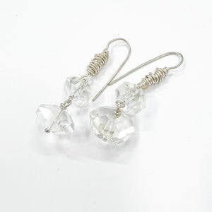 Vintage Cut Crystal and Sterling Silver Earrings - Rainbow Light