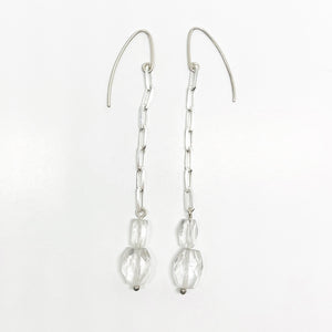 Facetted Quartz and Sterling Silver Earrings - Crystal Light