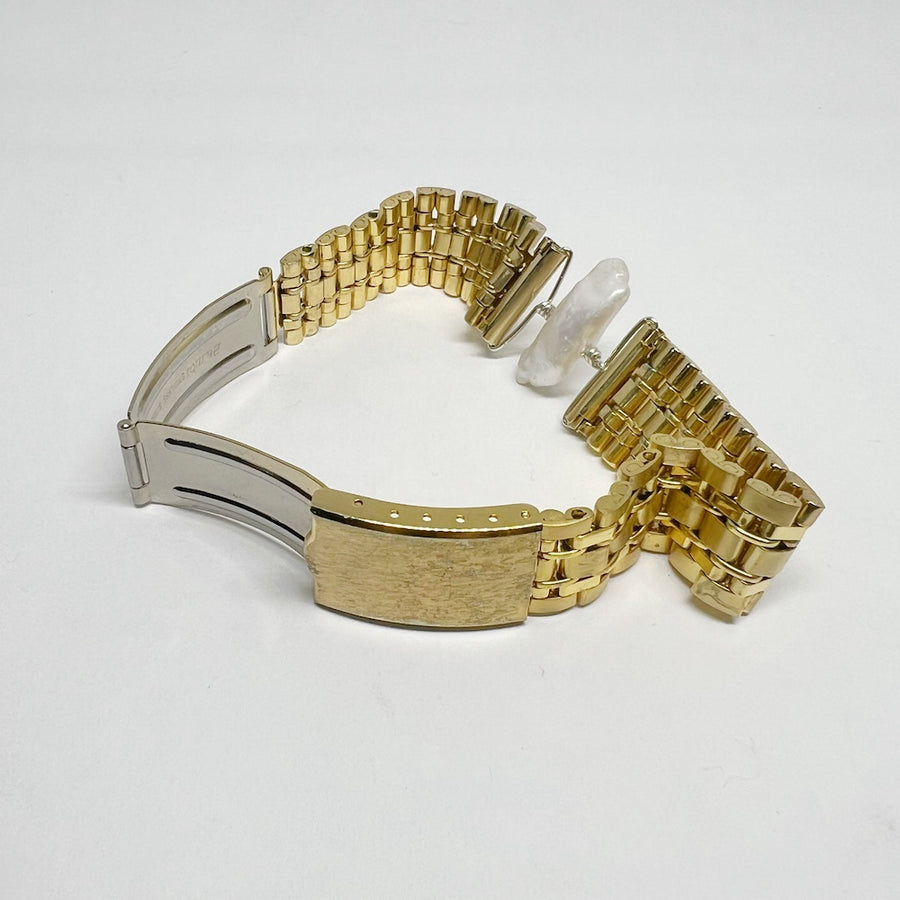 Small Baroque Pearl and Gold Plated Stainless Steel Cuff - Moon slice