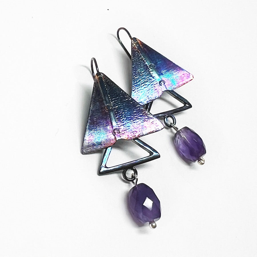Sterling Silver and Amethyst earrings - Sailing on Purple Horizon