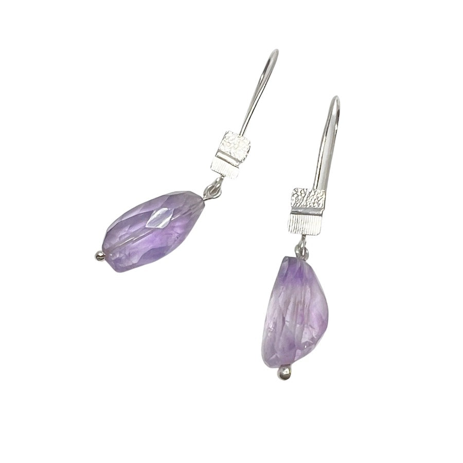 Amethyst & Sterling Silver Earrings - Deflected Focus