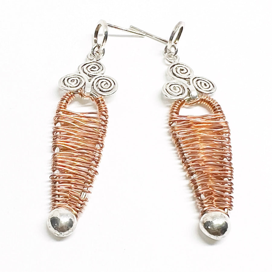 Sterling silver and woven copper Earrings