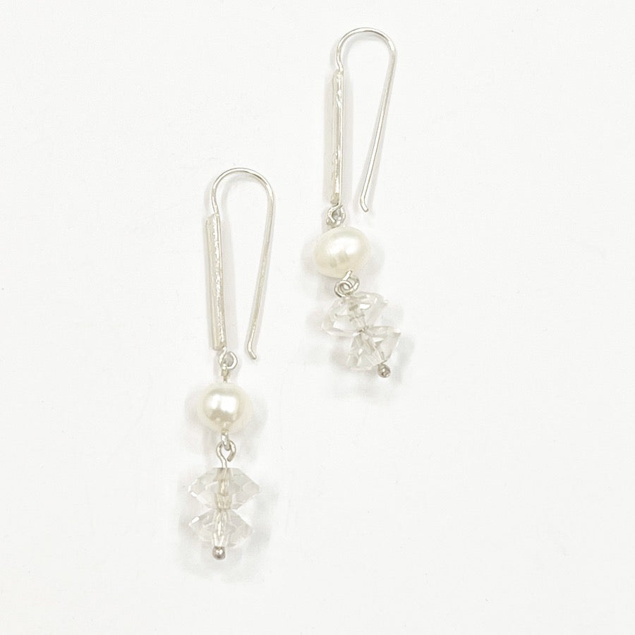 Vintage Crystals , freshwater pearls and sterling silver Earrings - Wine and Dancing