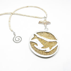 Earth Relics Collection - Pearl and whale  Sterling Silver Pendant- Whale Of Hope- Sea Pendant