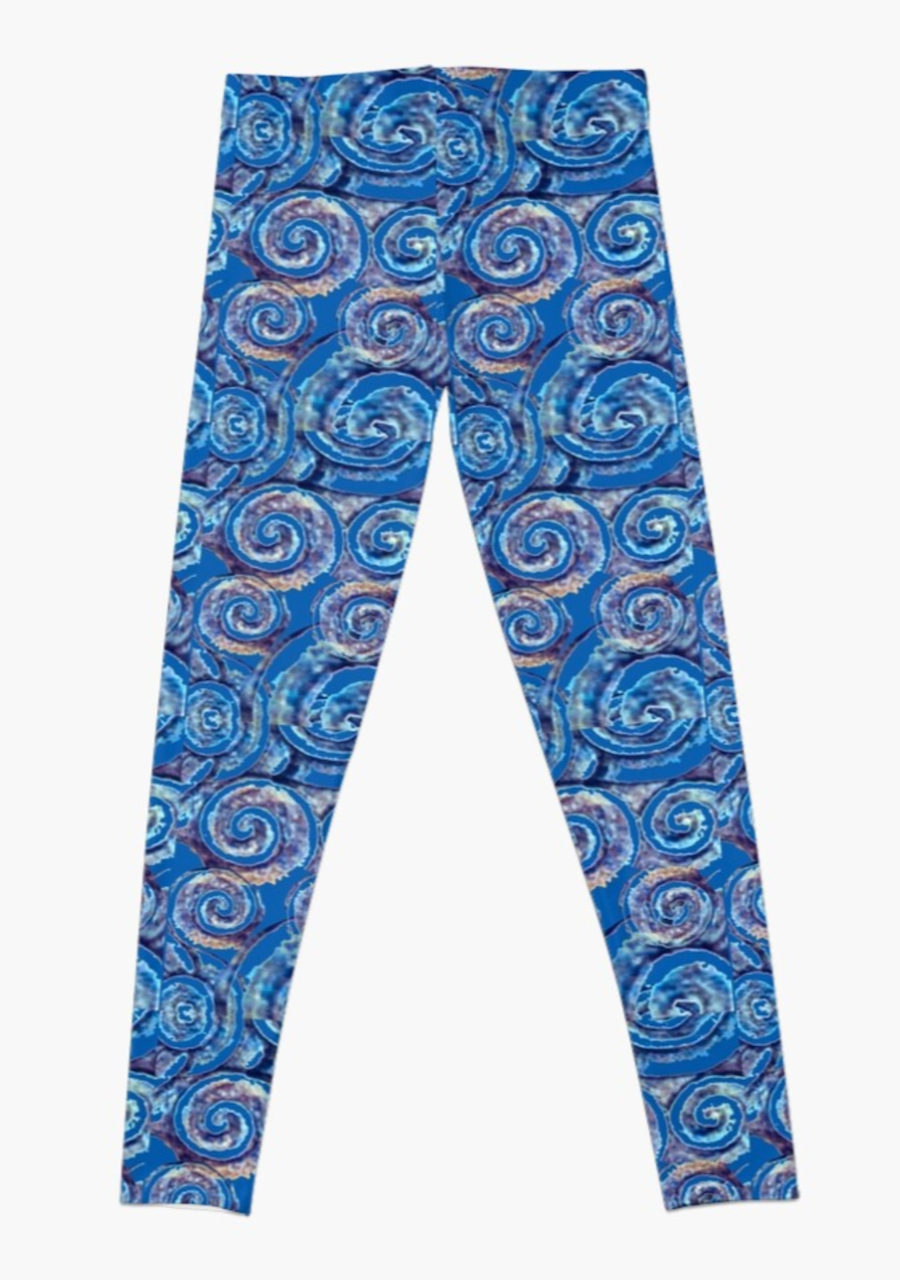 Designer Leggings - Antique Blue Spirals