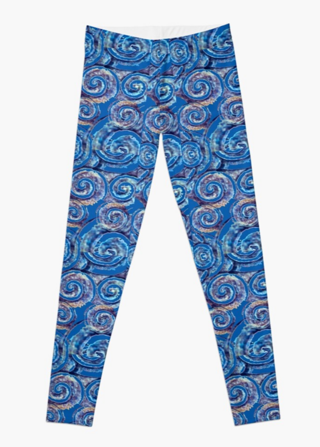 Designer Leggings - Antique Blue Spirals