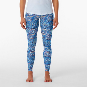 Designer Leggings - Antique Blue Spirals