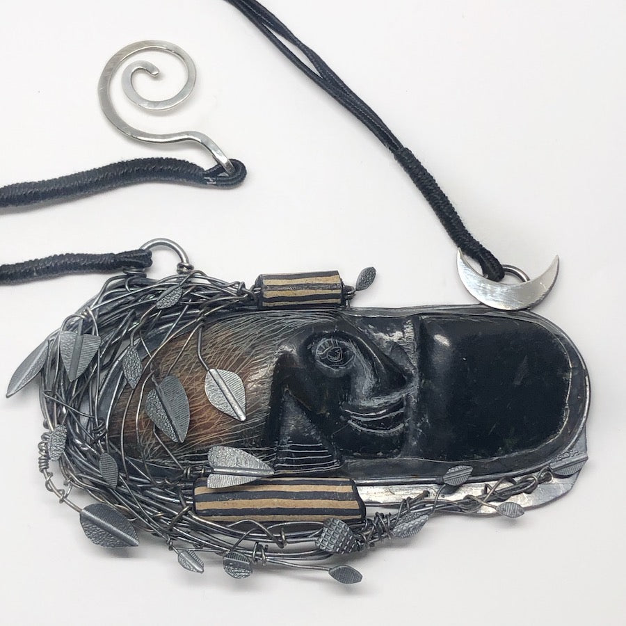 Earth Relics Collection - Tasmanian Serpentine and sterling silver Pendant - Aranyani Travels With The Moon