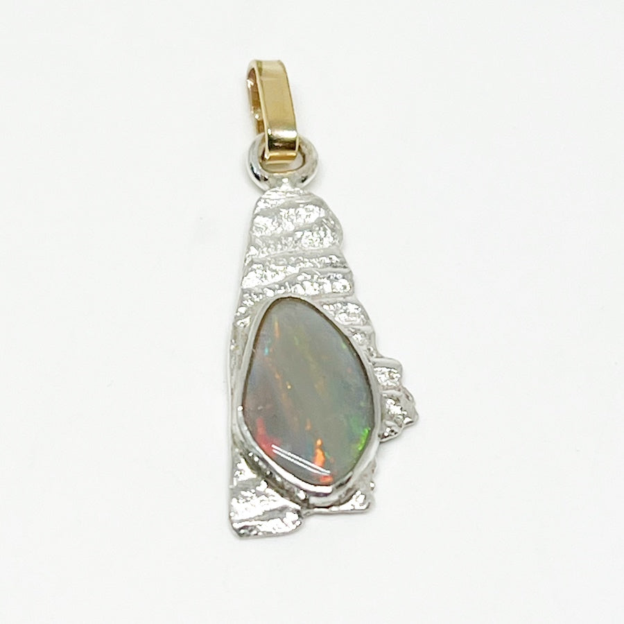 Australian Opal in Sterling Silver with 9ct yellow gold Pendant - Earthwedge