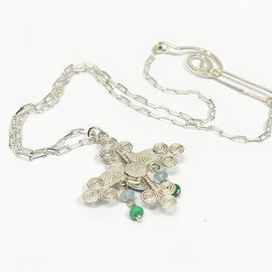 Australian Opal and Sterling Silver pendant - Butterfly Birds