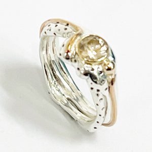 Australian  Champagne Zircon 9ct gold and silver Ring-Leopard
