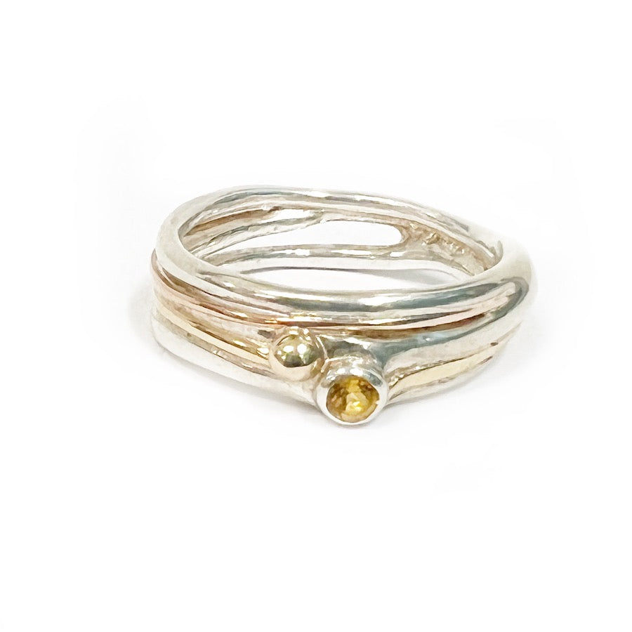 Ring in sterling silver and 9ct rose and yellow gold with Citrine - Abundant
