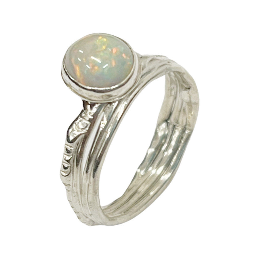Australian Solid Opal Ring in Sterling Silver