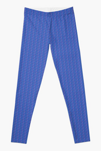 Designer Leggings - Deep Blue Antique Spirals
