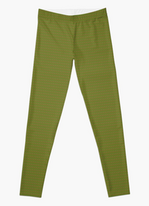 Designer Leggings  - Green Fig