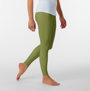 Designer Leggings  - Green Fig