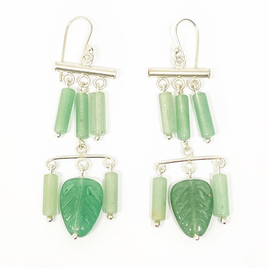 Sterling Silver, Green Aventurine Earrings - Revitalised