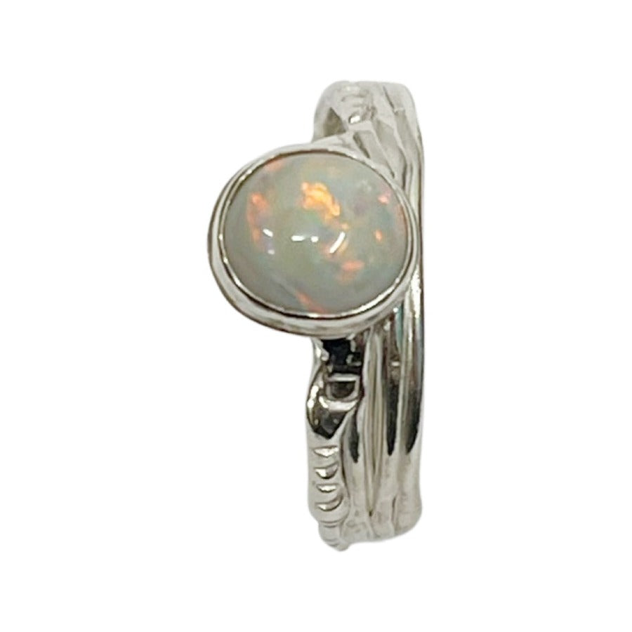 Cooper Peddy Crystal Opal in Sterling Silver Ring Wildflower Moon by Nanshe