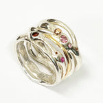 Pink Tourmaline, Ruby, garnet and Red Zircon ring- Love Knows The Way