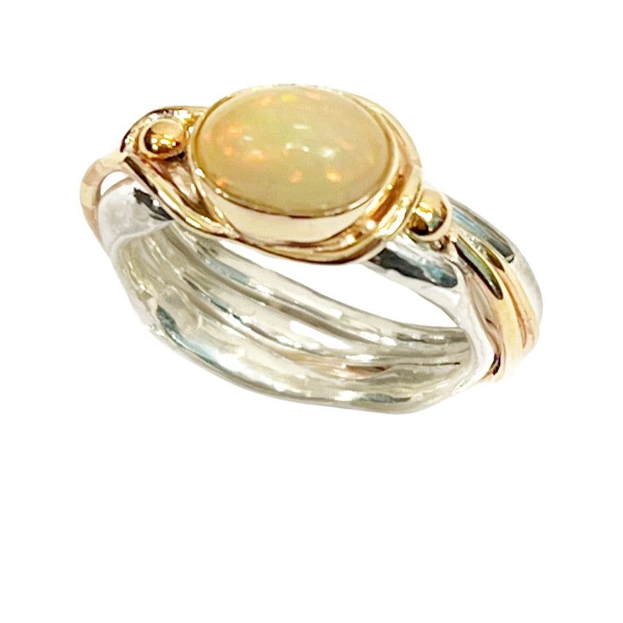 Opal & Sterling Silver and 9ct Gold Ring by Nanshe - New Galaxy with Jo