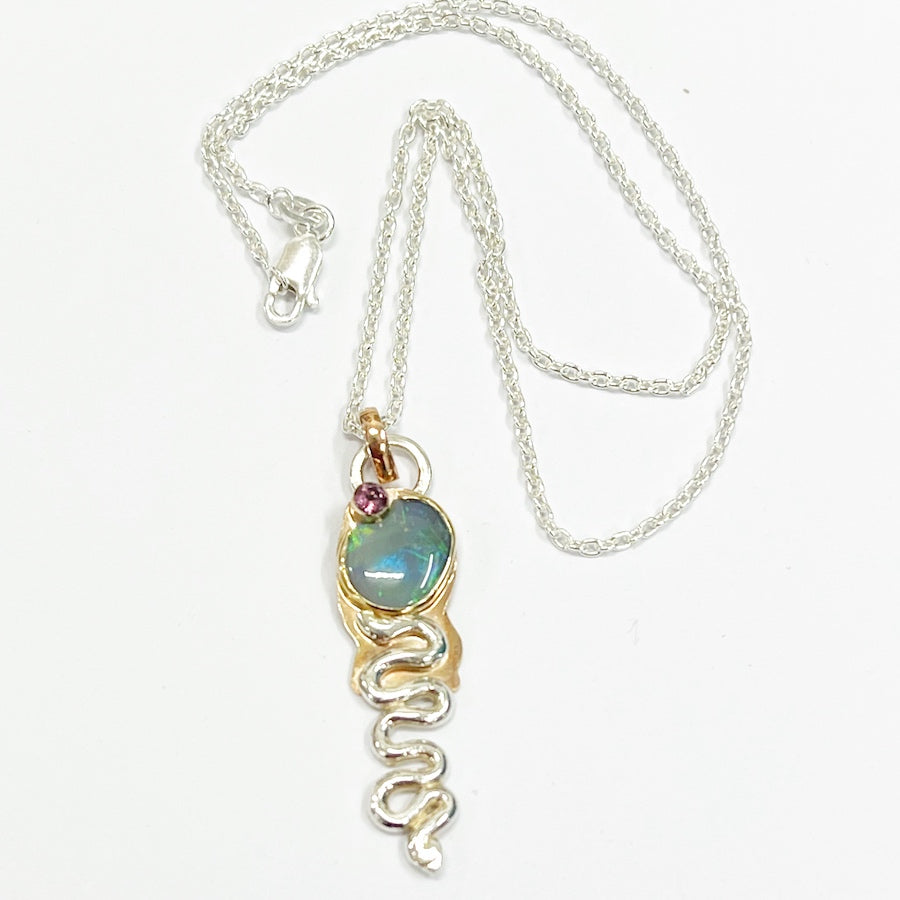 Opal Pendant -9ct yellow gold and sterling silver -Snake