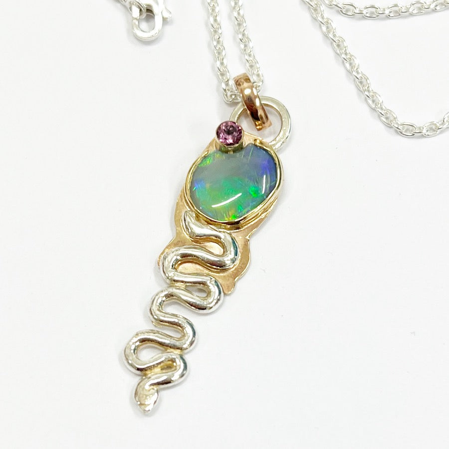 Opal Pendant -9ct yellow gold and sterling silver -Snake