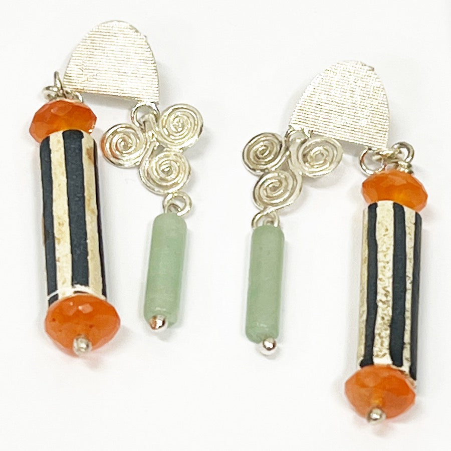 Handmade Sterling Silver and vintage Earrings - Summer Bank