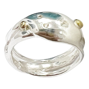 2 Diamonds,  white Sapphire, Sterling Silver, 9ct gold, Ring - My Shining Stars