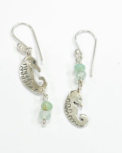 Handmade sterling silver Earrings - Salty Seahorse
