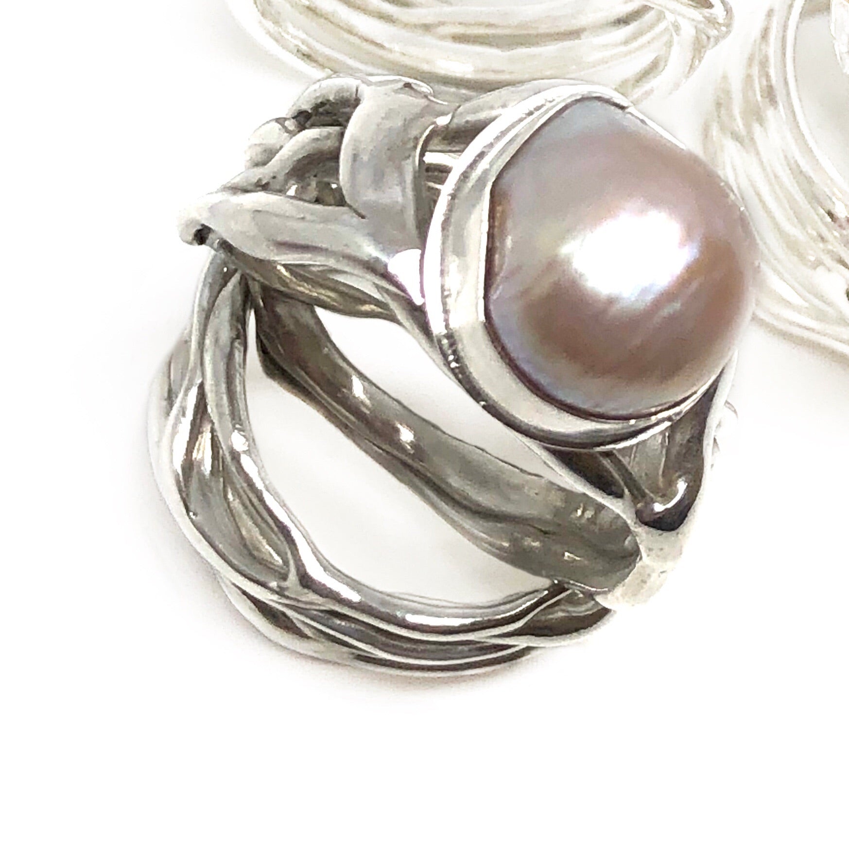 Deep Sea Octopus - Sterling Silver Pearl Ring
