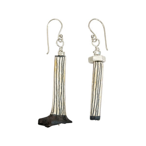 Sterling silver with Vintage Ceramic parts Earrings-  River Legs