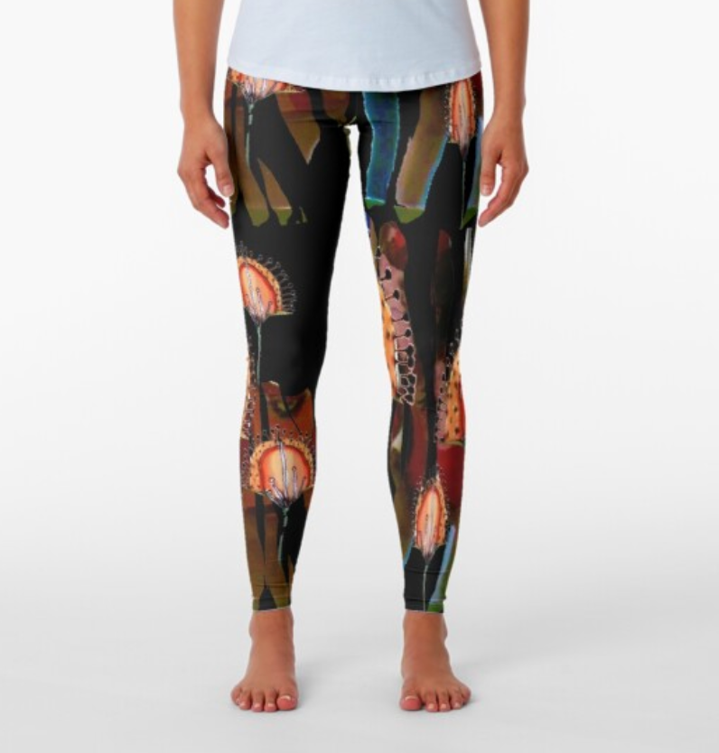 Designer Leggings - Black Desert Thistle